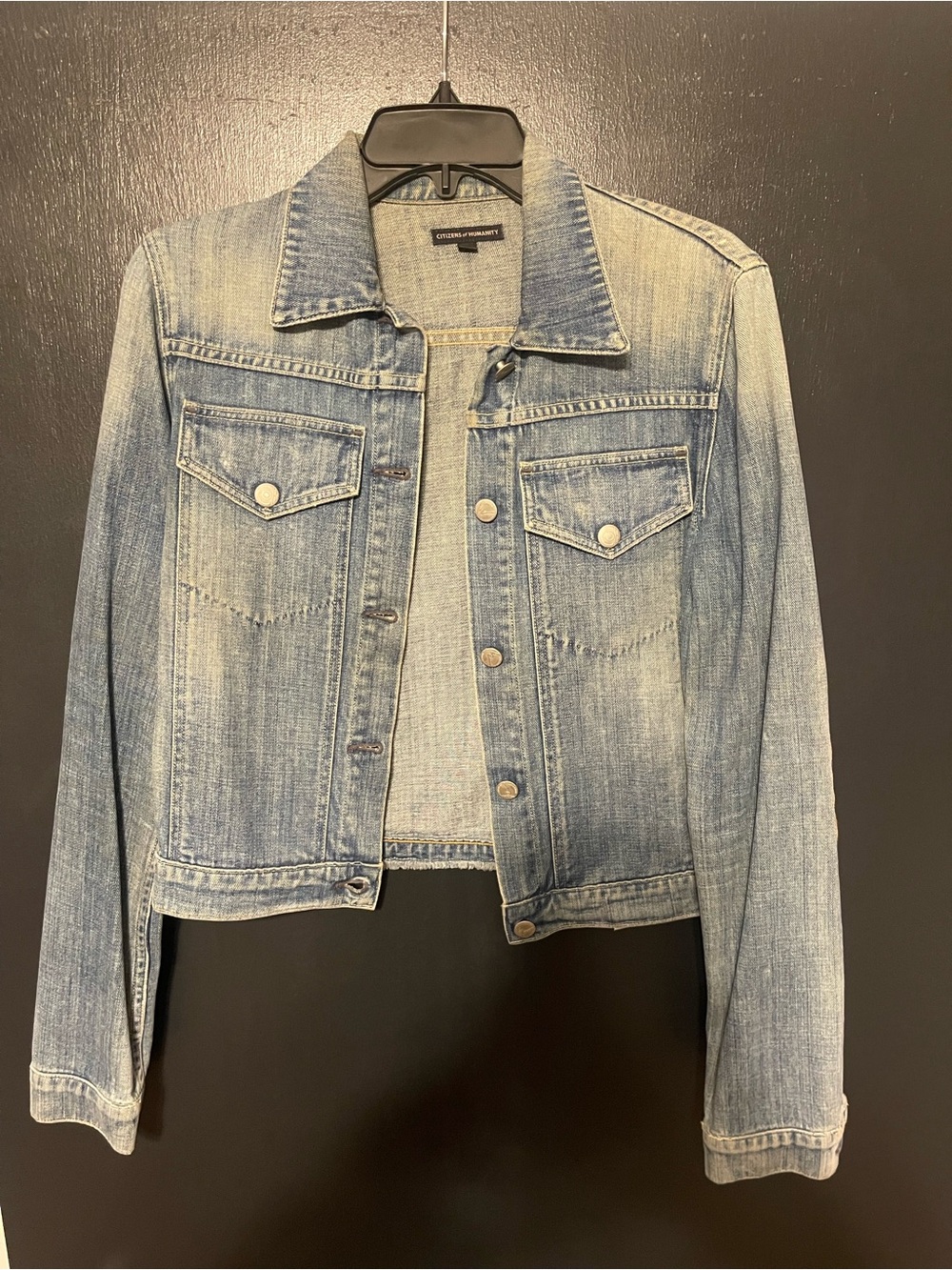 Citizens Of Humanity Light Wash Blue Denim Jacket with Suede Details